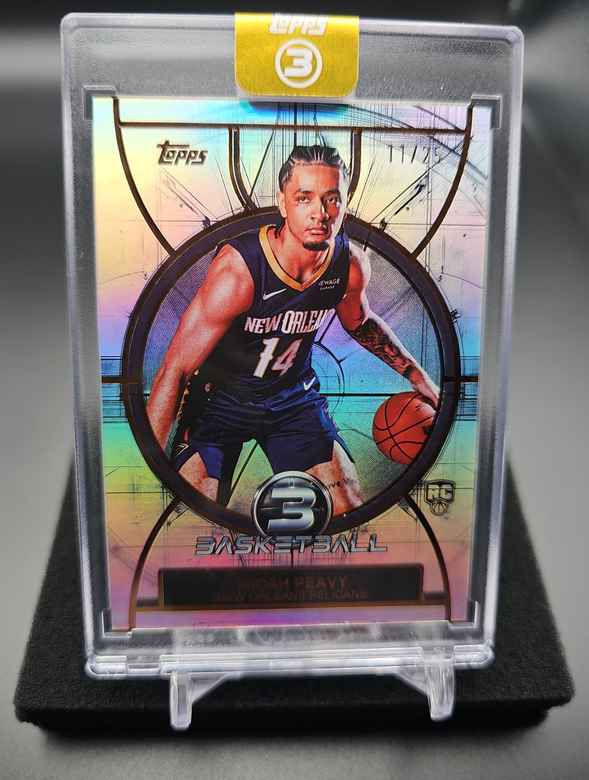 2025-26 Topps Three Micah Peavy #100 Bronze 11/25 RC Pelicans image 0