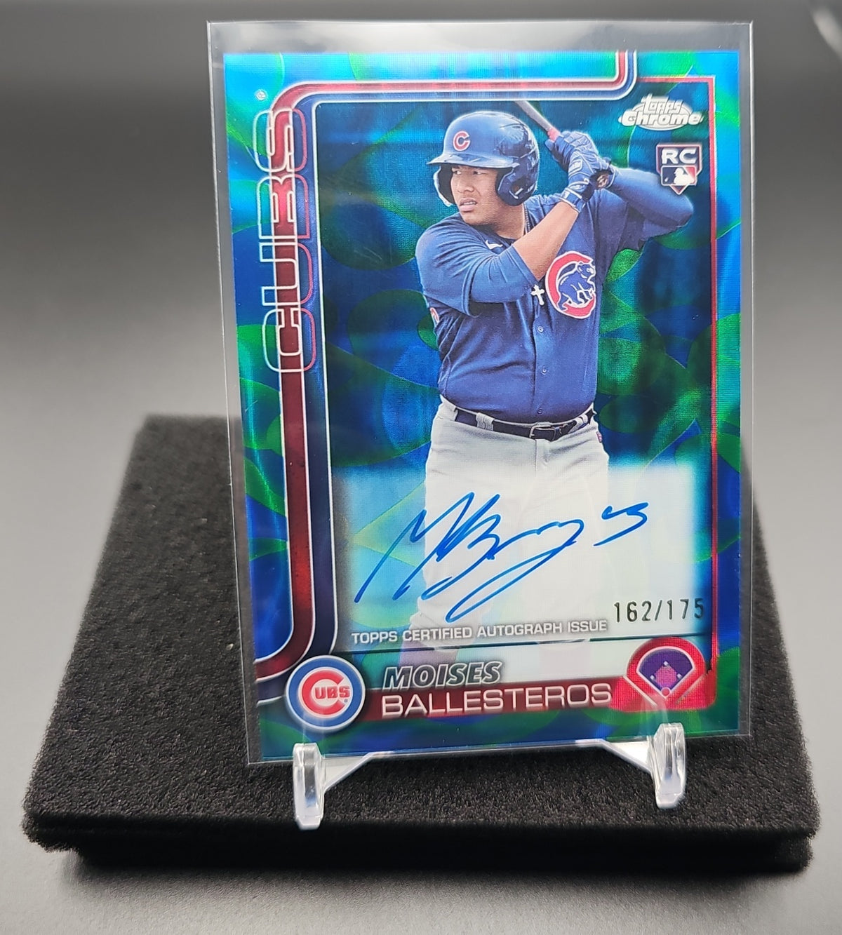 2025 Topps Chrome Update Moises Ballesteros #RA-MB Rookie Lava Lamp Auto Blue/Green Refractor /175 RC image 0