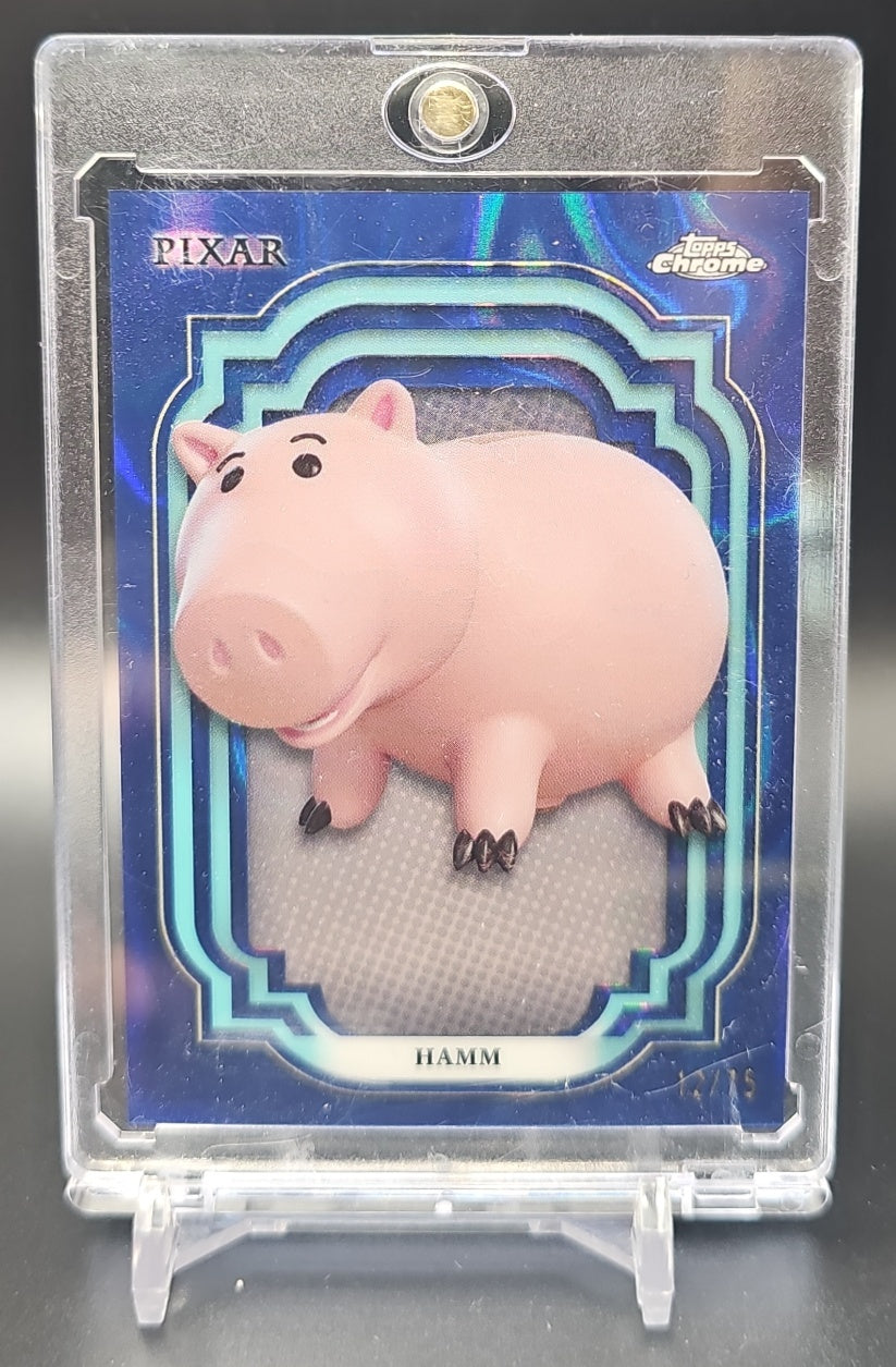 2024 Topps Chrome Disney Hamm #75 Blue Lava Refractor /75 Toy Story image 0