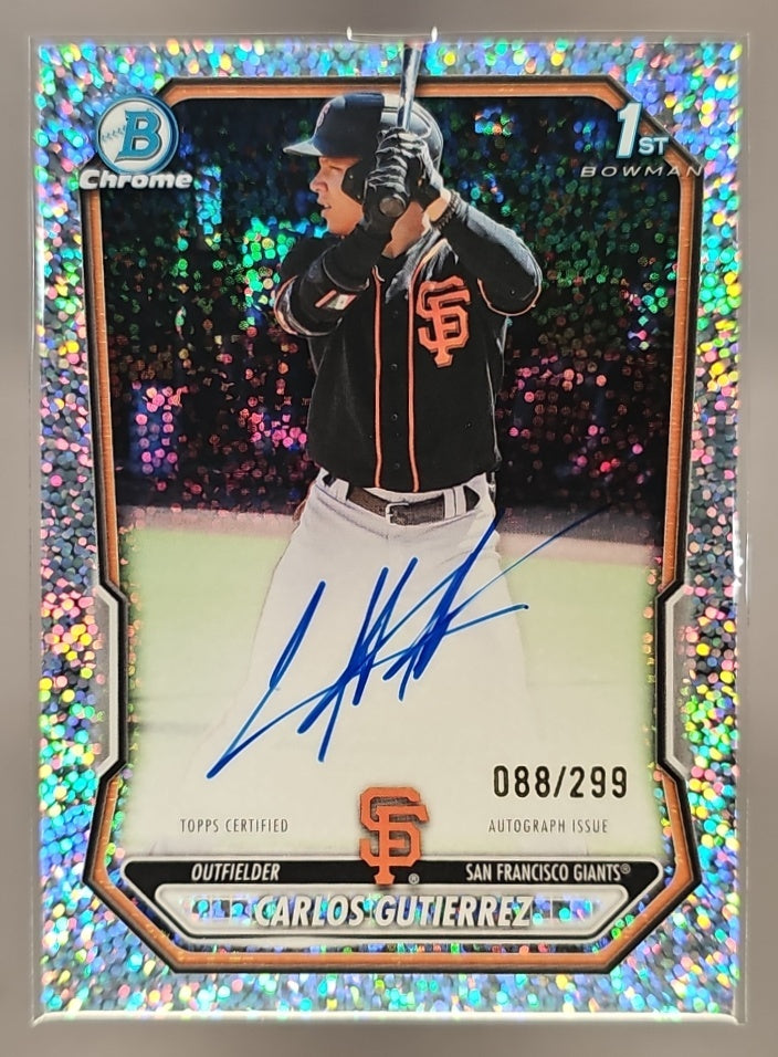 2026 Bowman Carlos Gutierrez #CPA-CGU Chrome Auto Speckle Refractor /299 1st Prospect image 0