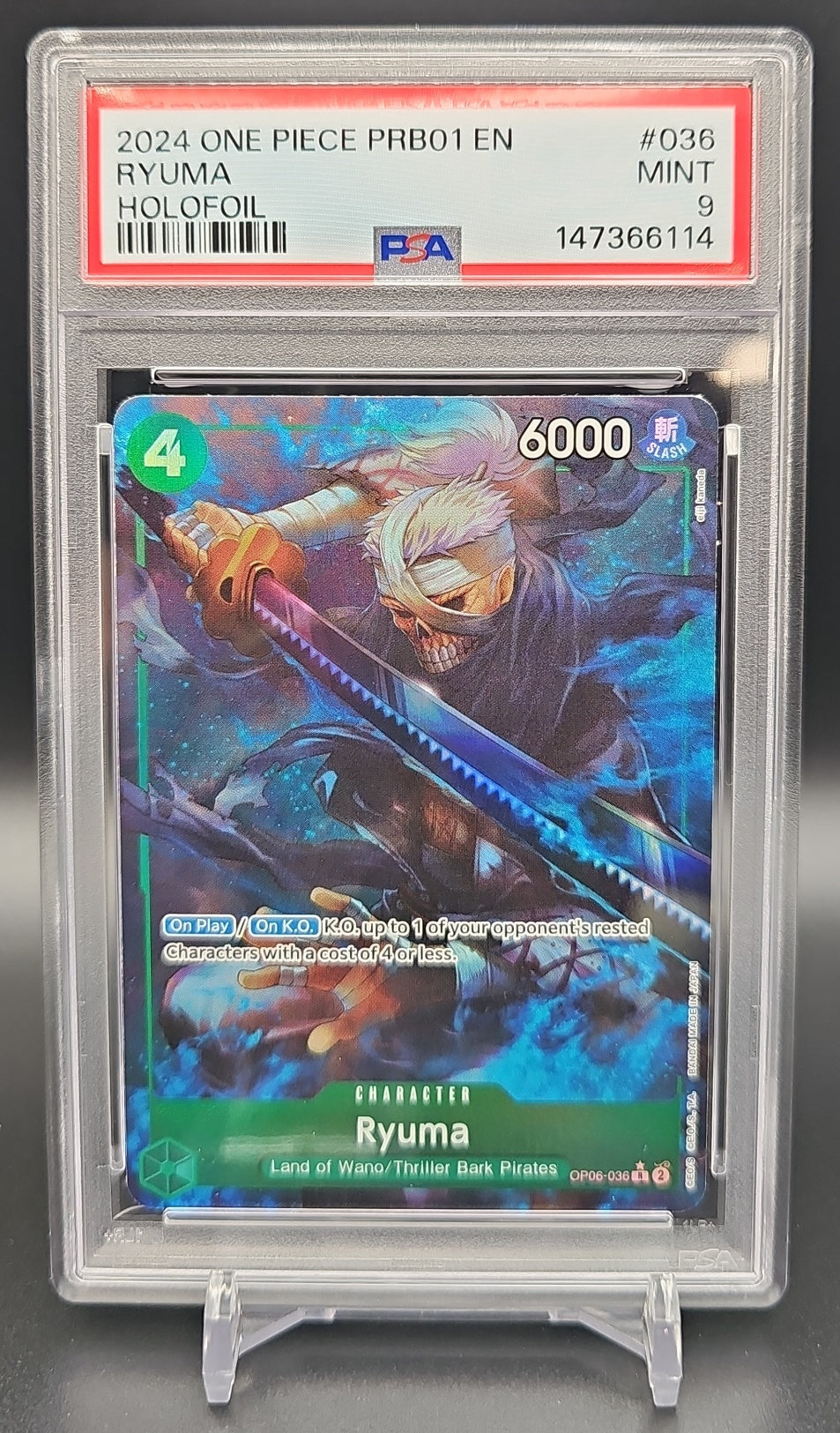 2024 One Piece PRB01 EN Ryuma #OP06-036 Rare Holofoil PSA 9 PSA 9.0 image 0