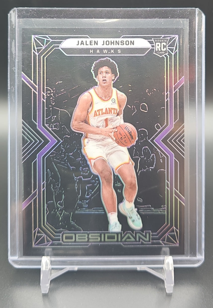 2021-22 Panini Obsidian Jalen Johnson #186 Electric Etch Purple /99 RC Hawks image 0