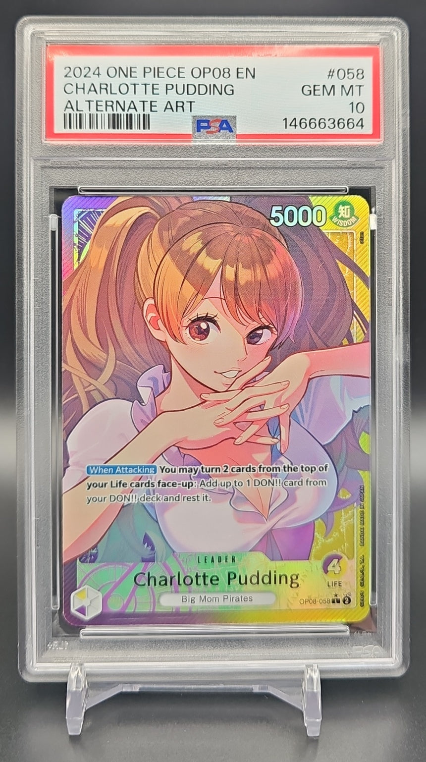 2024 One Piece Two Legends Charlotte Pudding #OP08-058 Leader PSA 10 PSA 10.0 image 0