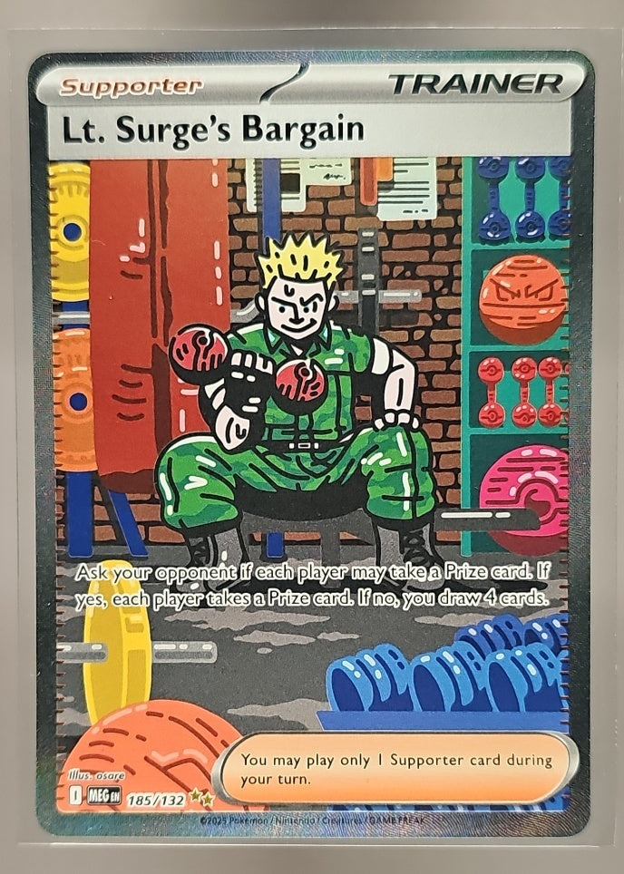 2025 Pokemon Mega Evolution Lt. Surge's Bargain #185/132 Special Illustration Rare image 0