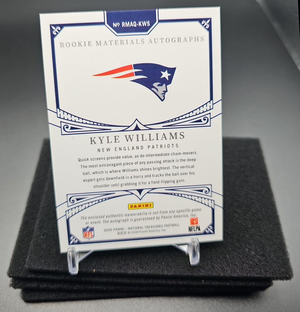 2025 Panini National Treasures Kyle Williams #RMAQ-KWS Rookie Materials Auto Quad /99 MEM RC image 1