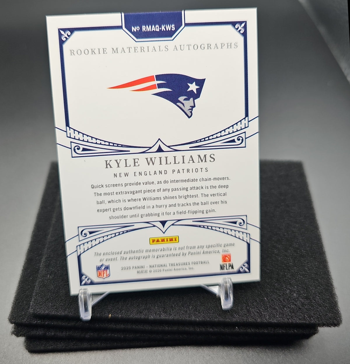 2025 Panini National Treasures Kyle Williams #RMAQ-KWS Rookie Materials Auto Quad /99 MEM RC image 1