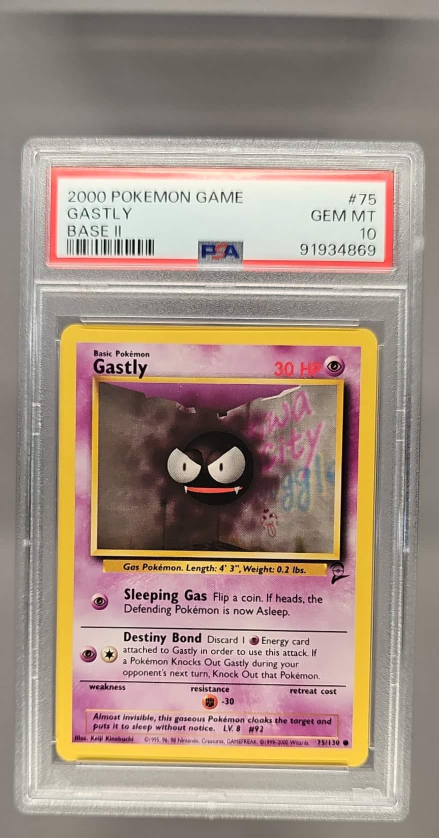 2000 Pokemon Set 2 Gastly #75/130 PSA 10 image 0