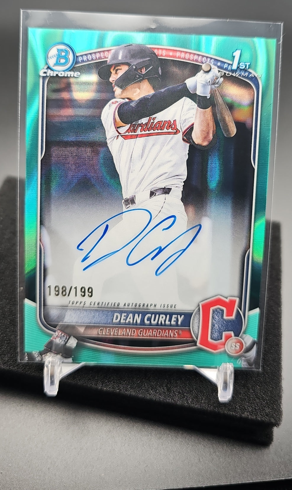 2025 Bowman Draft Dean Curley #CPA-DC Chrome Auto Aqua Lava Refractor /199 1st Prospect image 0