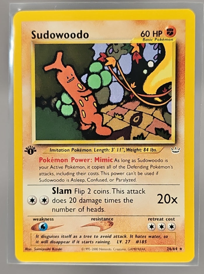 2001 Pokemon Neo Revelation 1st Edition Sudowoodo #26/64 image 0