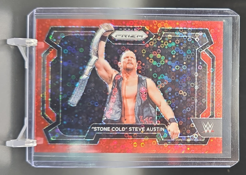 2024 Panini Prizm WWE "Stone Cold" Steve Austin #14 Under Card Red Prizms /99 image 0