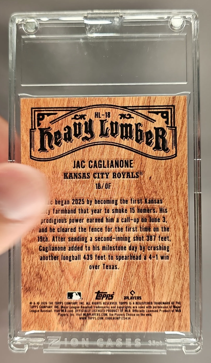 2026 Topps Series 1 Jac Caglianone #HL-18 Heavy Lumber RC SSP Royals image 1