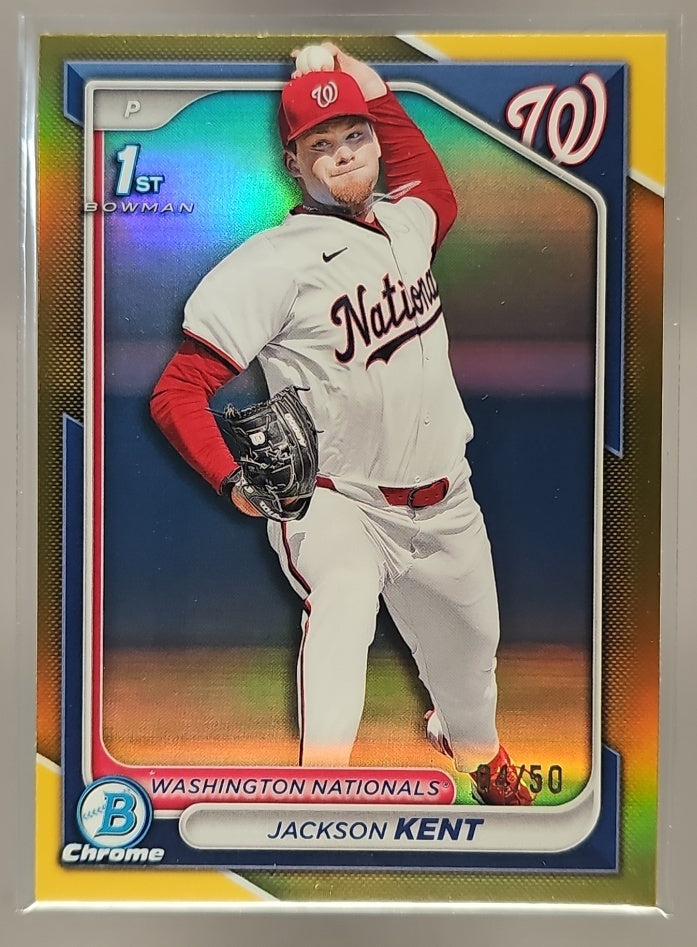2024 Bowman Draft Jackson Kent #BDC-174 Chrome Gold Refractor /50 1st Prospect image 0