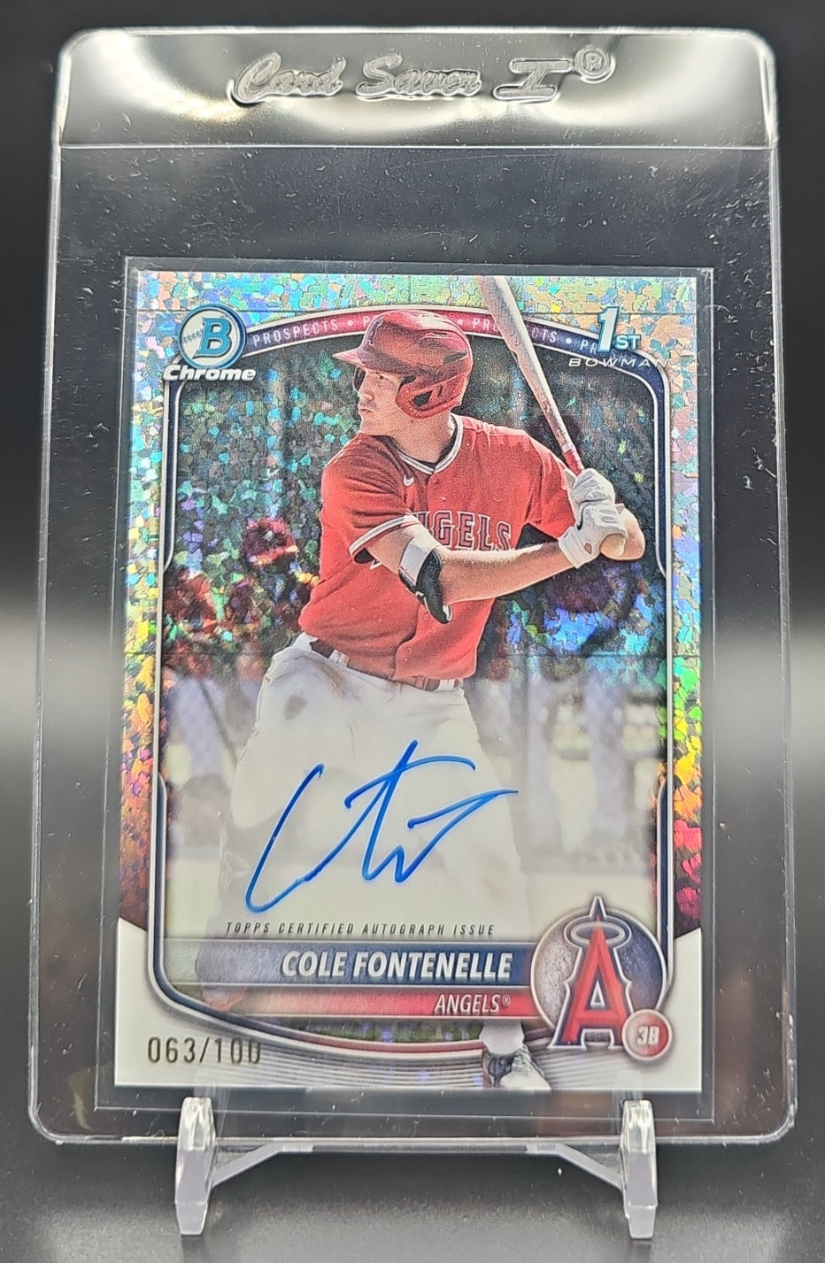2025 Bowman Cole Fontenelle #CPA-CF Chrome Auto Mini Diamond Refractor /100 1st Prospect nan nan image 0