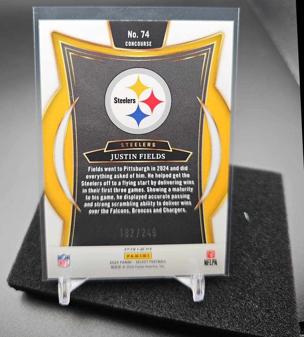 2024 Panini Select Justin Fields #74 Concourse Red Prizm Shock 182/249 Steelers image 1