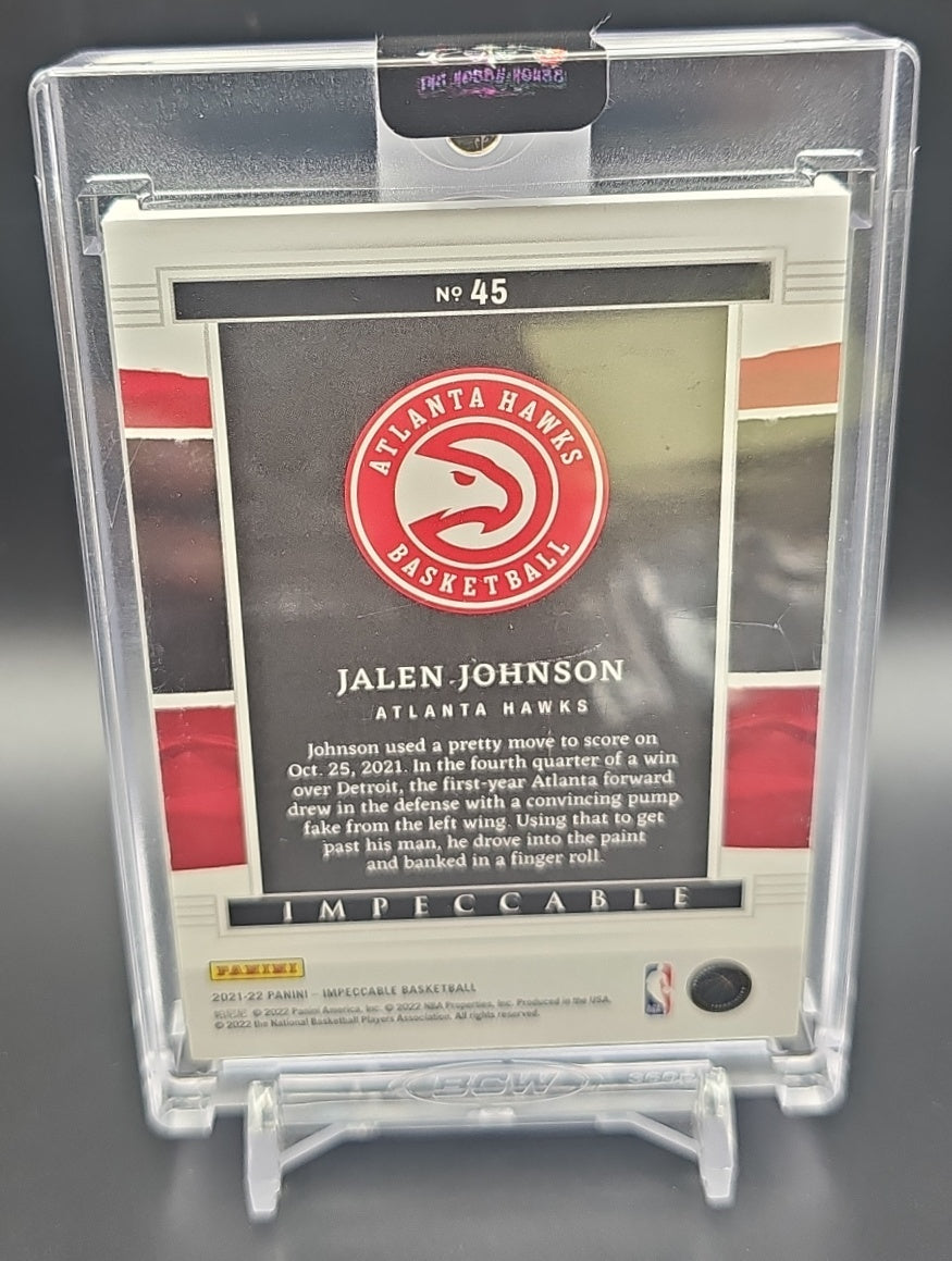 2021-22 Panini Impeccable Jalen Johnson #45 Silver NBA Logo FOTL /8 RC Hawks image 1