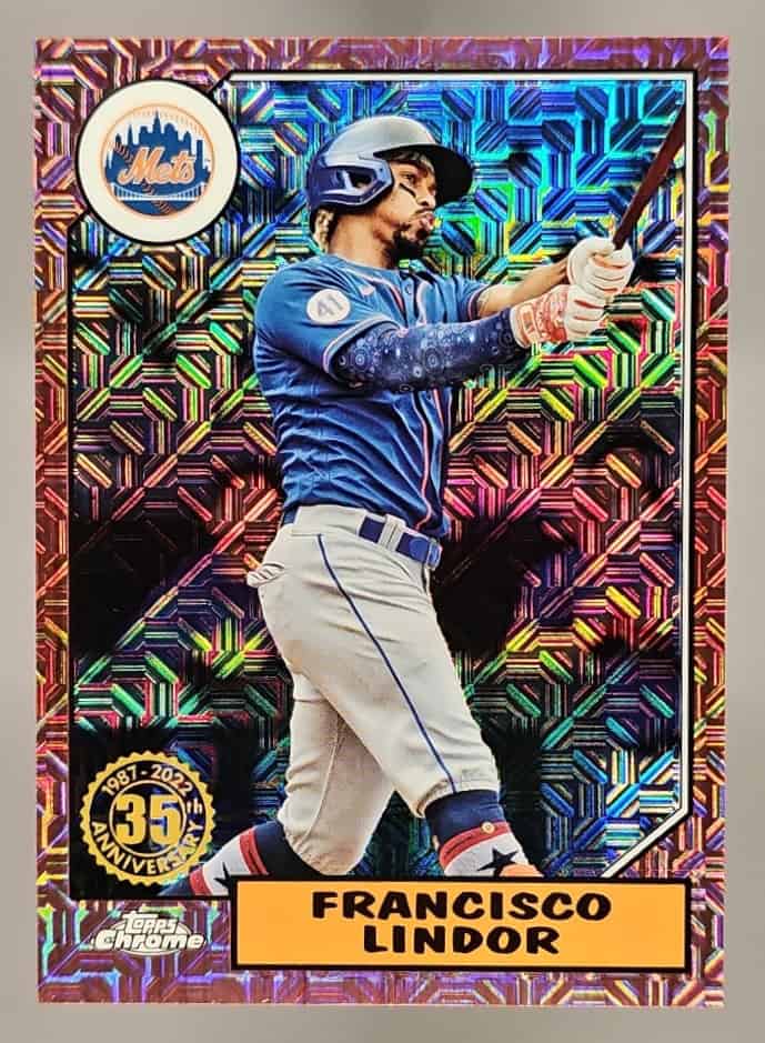 2022 Topps Francisco Lindor #T87C-26 1987 Baseball 35th Anniversary Chrome Series One Red /5 image 0