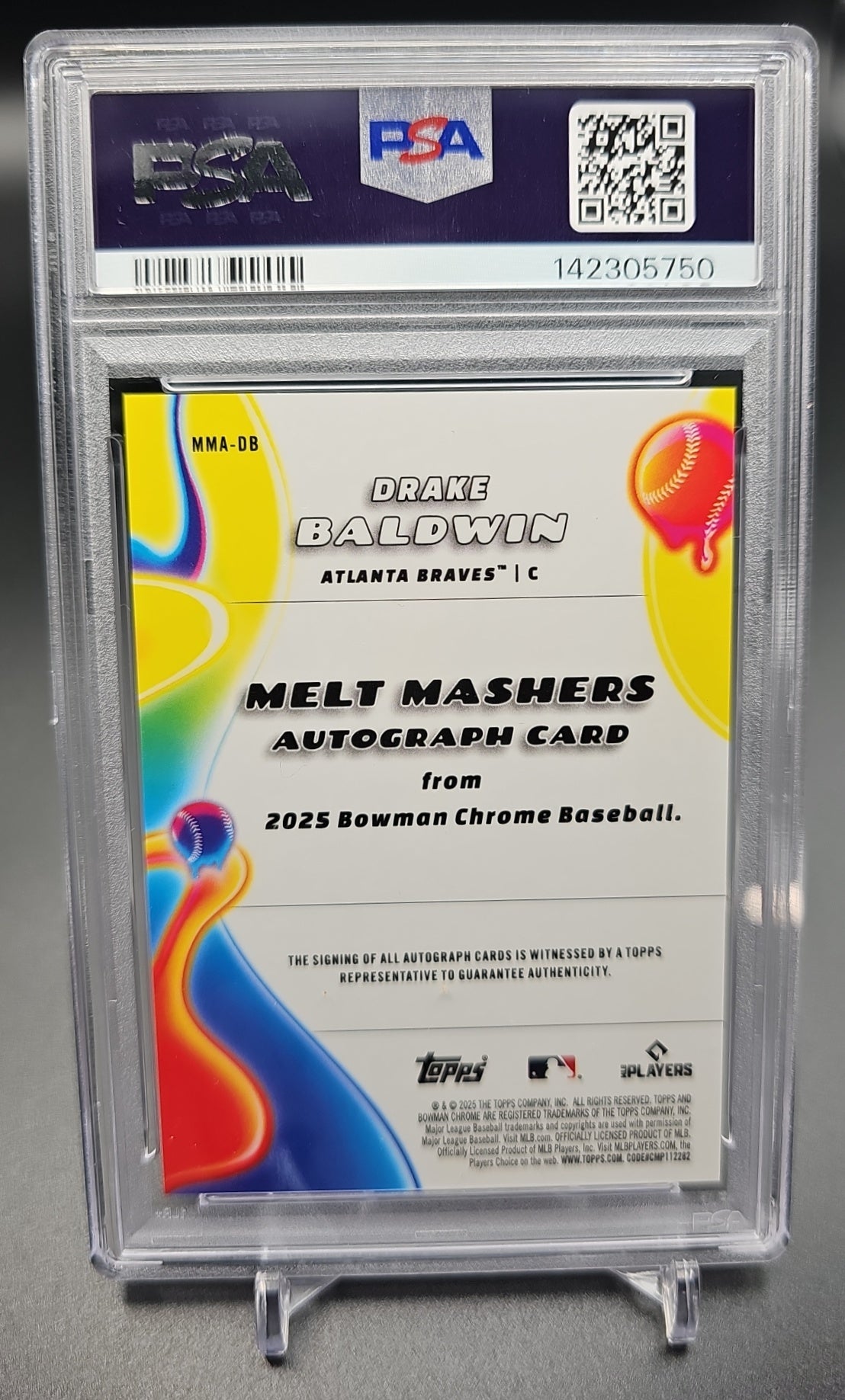 2025 Bowman Chrome Drake Baldwin #MMA-DB Melt Mashers Auto Orange Refractor /25 RC PSA 8 PSA 8.0 image 1