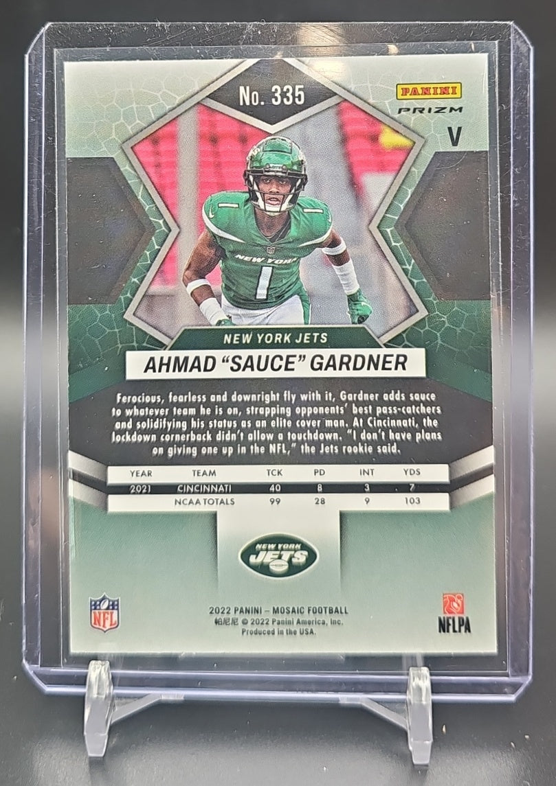 2022 Panini Prizm Ahmad "Sauce" Gardner #341 White Sparkle RC Jets image 1