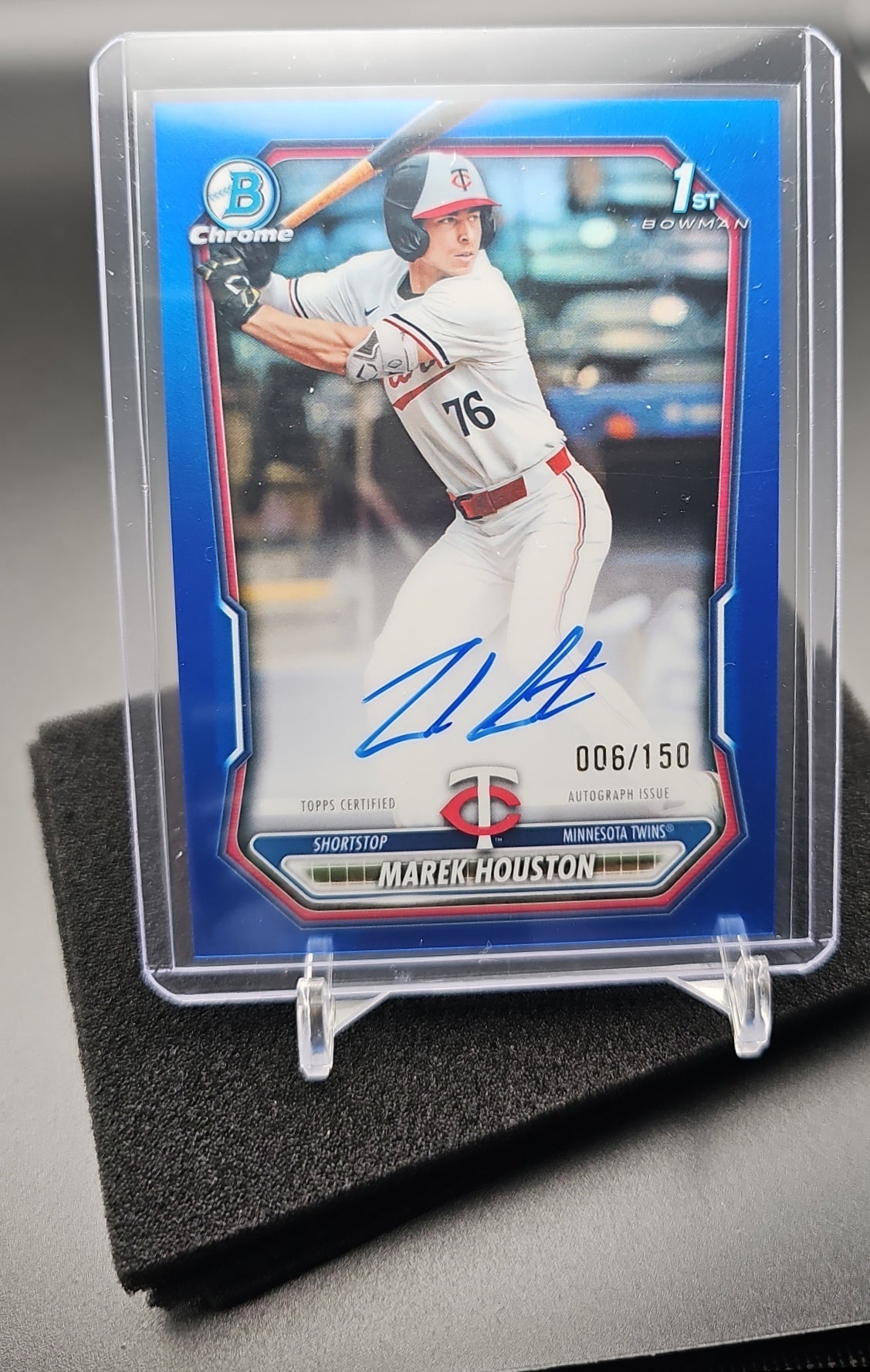 2026 Bowman Marek Houston #CPA-MHO Chrome Auto Blue Refractor /150 1st Prospect image 0