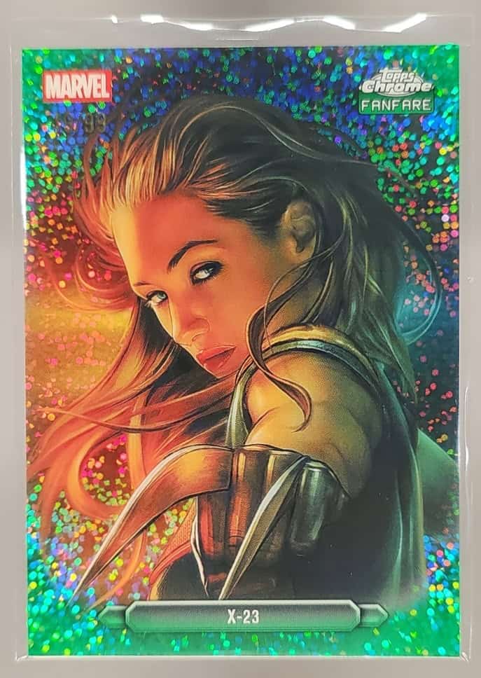 2026 Topps Chrome Marvel Comics X-23 #FF-50 Fanfare Green Speckle Refractor /99 image 0