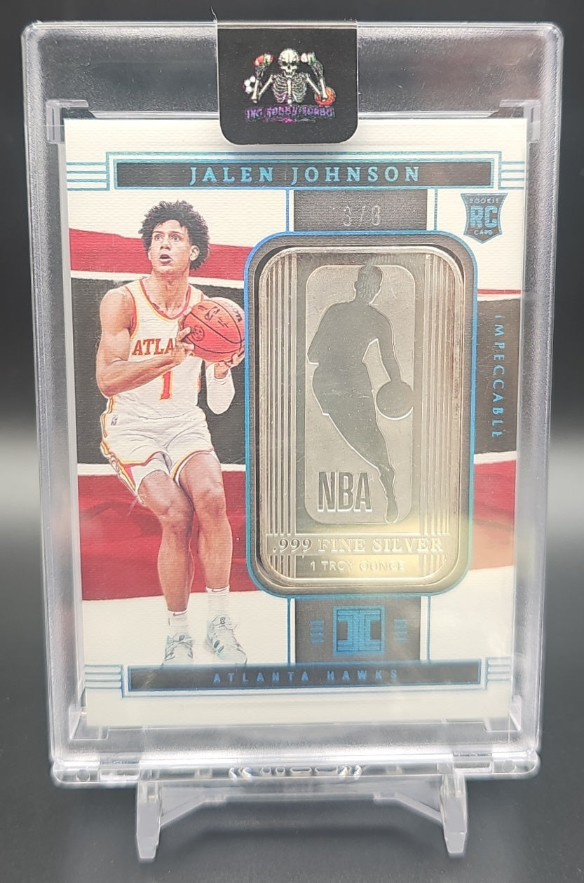 2021-22 Panini Impeccable Jalen Johnson #45 Silver NBA Logo FOTL /8 RC Hawks image 0