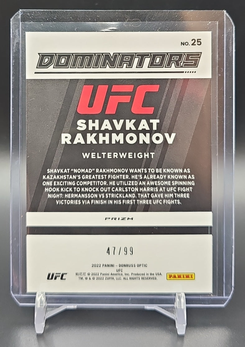 2022 Panini Donruss Optic UFC Shavkat Rakhmonov #25 Dominators Red 47/99 image 1