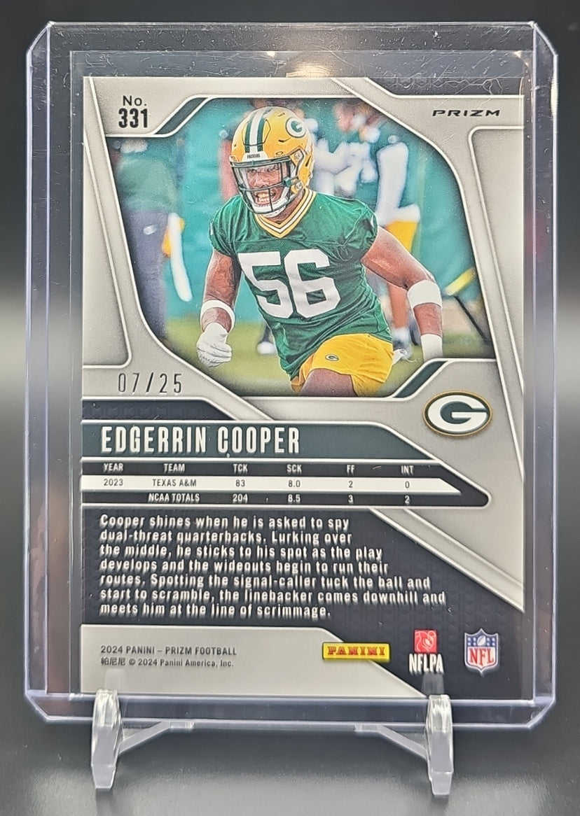 2024 Panini Prizm Edgerrin Cooper #331 Blue Shimmer 7/25 RC Packers image 1