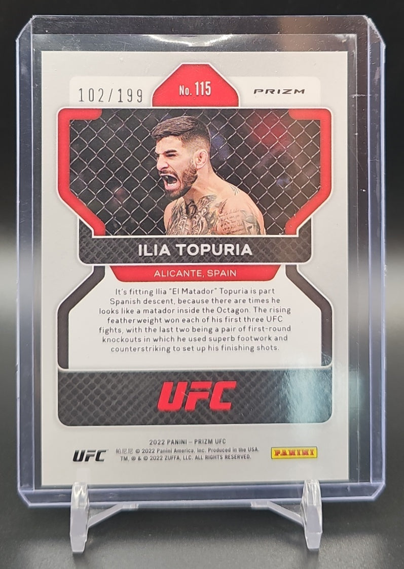 2022 Panini Prizm UFC Ilia Topuria #115 Blue Prizms /199 RC image 1