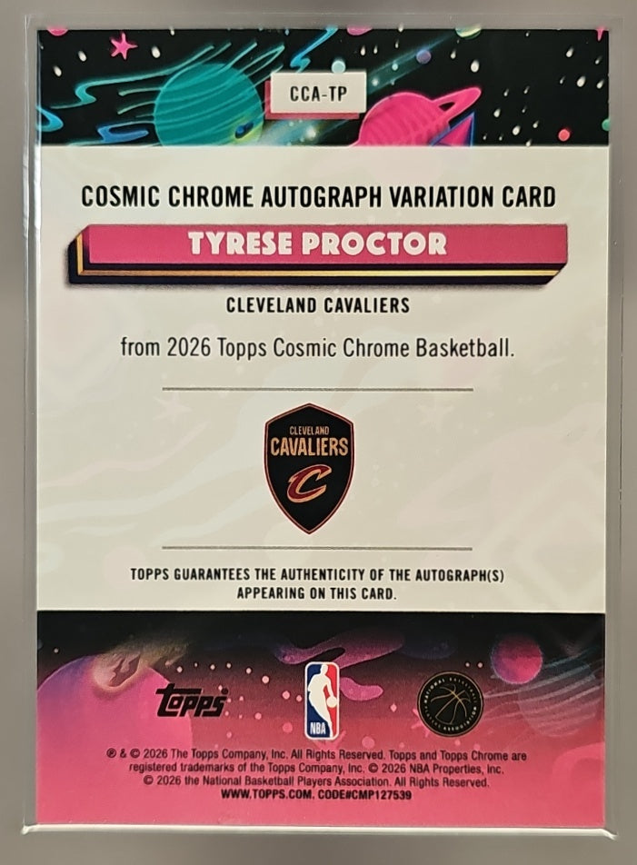 2025 Topps Cosmic Chrome Tyrese Proctor #CCA-TP Auto Orange Galactic Refractor /25 RC image 1