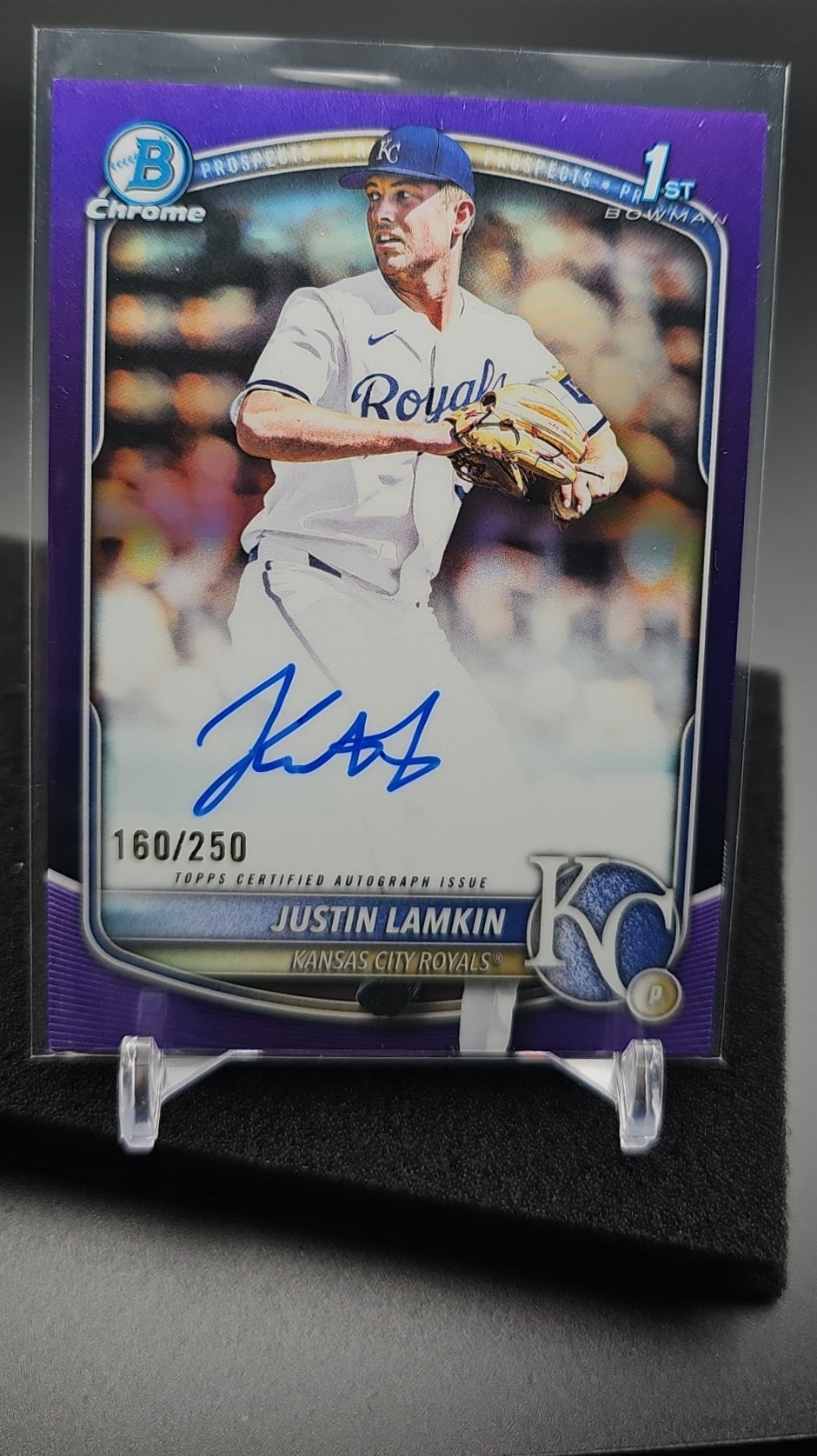 2025 Bowman Draft Justin Lamkin #CPA-JLA Chrome Auto Purple Refractor /250 1st Prospect image 0