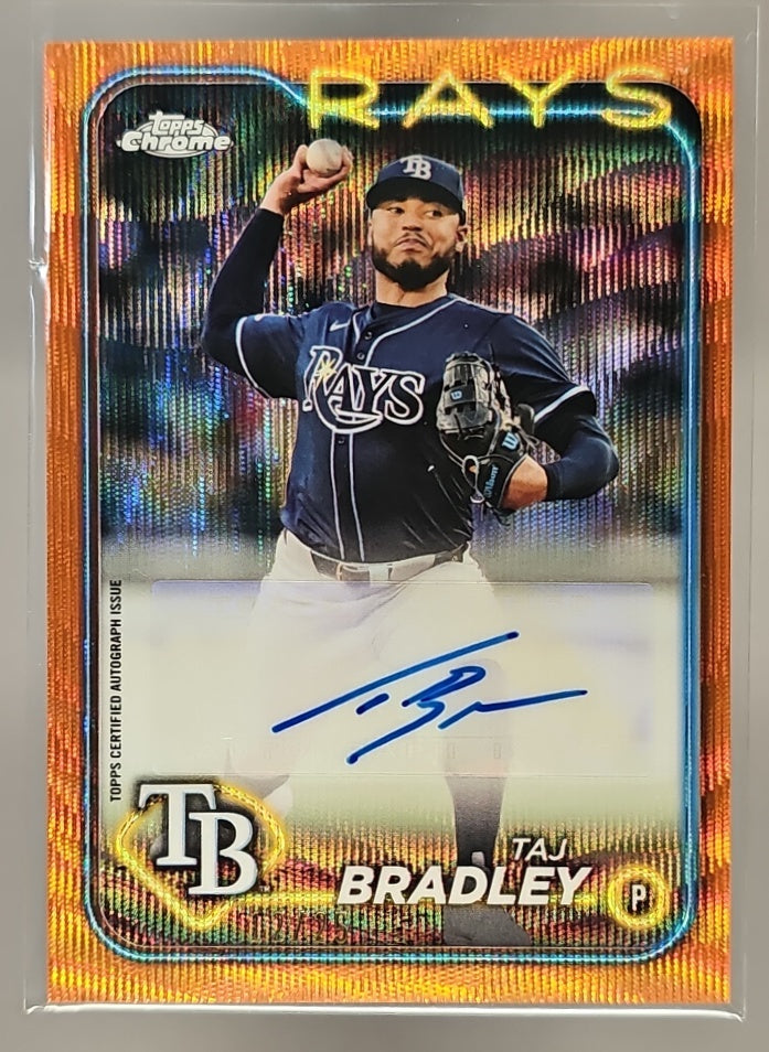 2024 Topps Chrome Update Taj Bradley #AC-TBY Auto Orange Wave Refractor /25 Rays image 0