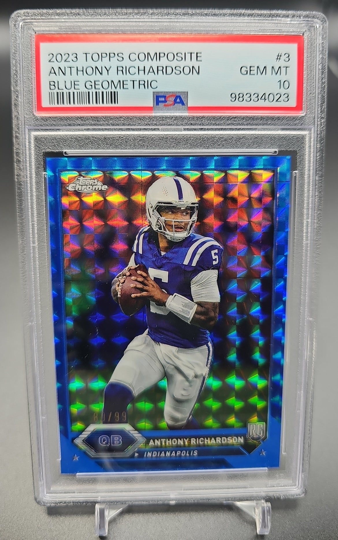 2023 Topps Composite Anthony Richardson #3 Chrome Blue Geometric /99 RC PSA 10 PSA 10.0 image 0