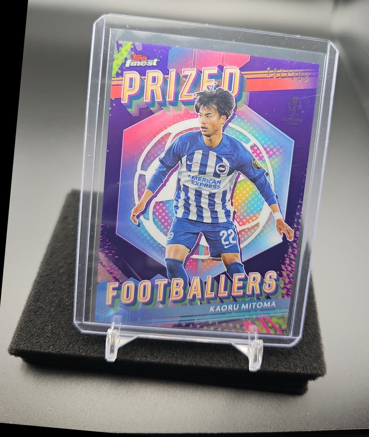 2023 Topps Finest UEFA Club Competitions Kaoru Mitoma #PF-6 Prized Footballers Purple /299 image 0