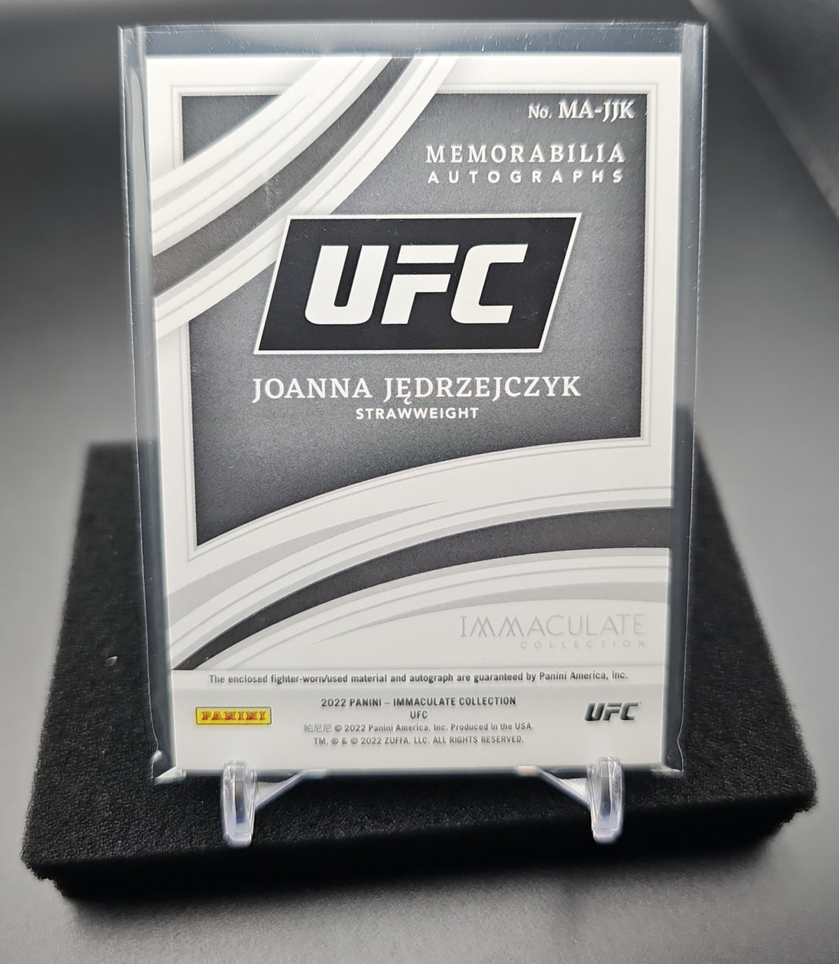 2022 Panini Immaculate Collection UFC Joanna Jedrzejczyk #MA-JJK Memorabilia Auto Gold /10 MEM image 1