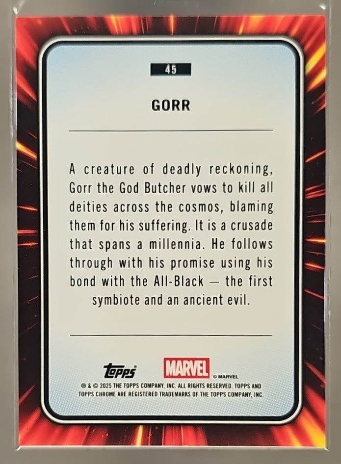 2025 Topps Chrome Marvel Gorr #45 Iron Man Red & Gold Lazer Refractor /100 image 1