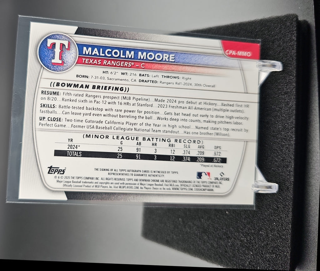 2025 Bowman Malcolm Moore #CPA-MMO Chrome Auto Gum Ball Refractor /5 1st Prospect image 1