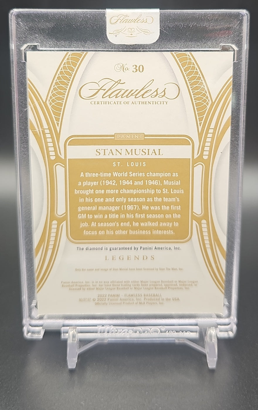 2022 Panini Flawless Stan Musial #30 19/20 Cardinals image 1
