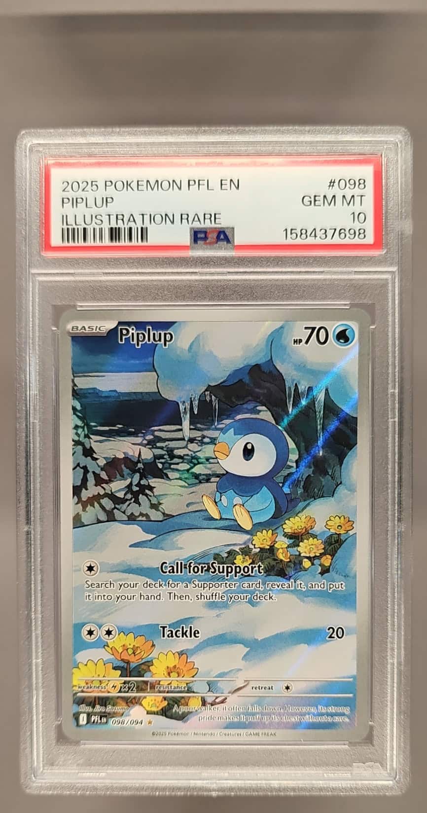 2025 Pokemon Phantasmal Flames Piplup #098/094 Illustration Rare PSA 10 image 0