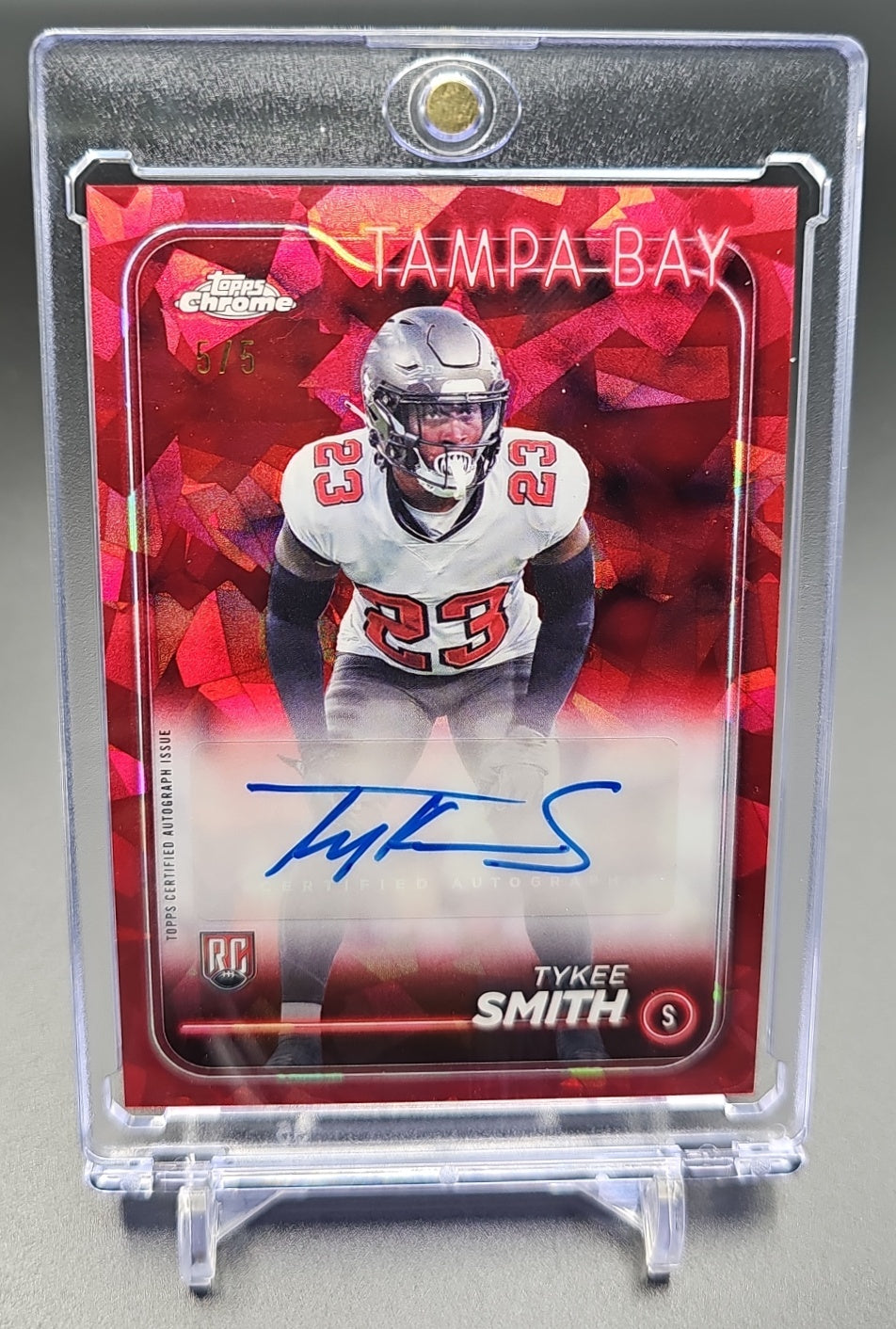 2024 Topps Chrome Sapphire Edition Tykee Smith #RA-TSM Rookie Auto Red Refractor /5 RC image 0