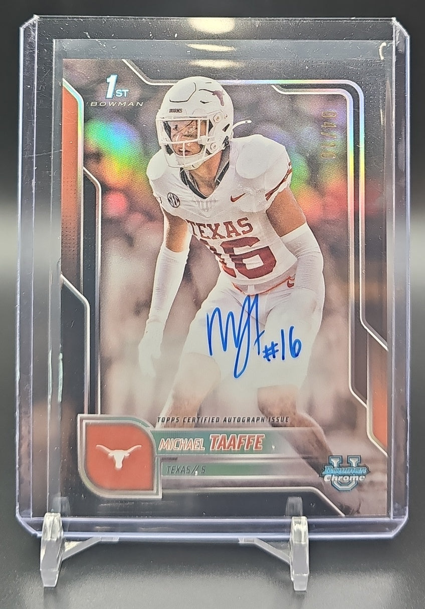 2025 Bowman Chrome University Sapphire Michael Taaffe #BCA-MT Prospect Auto Black Refractor /10 image 0