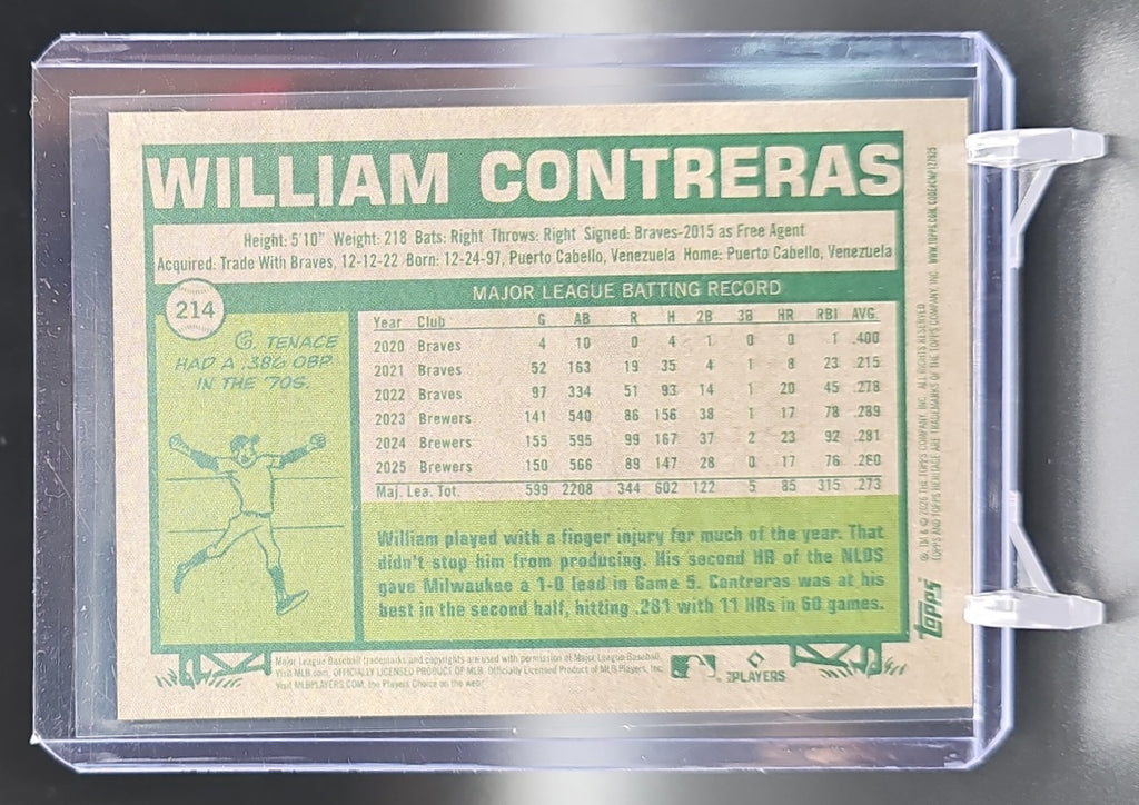 2026 Topps Heritage William Contreras #214 Chrome Orange Refractor 23/25 Brewers image 1
