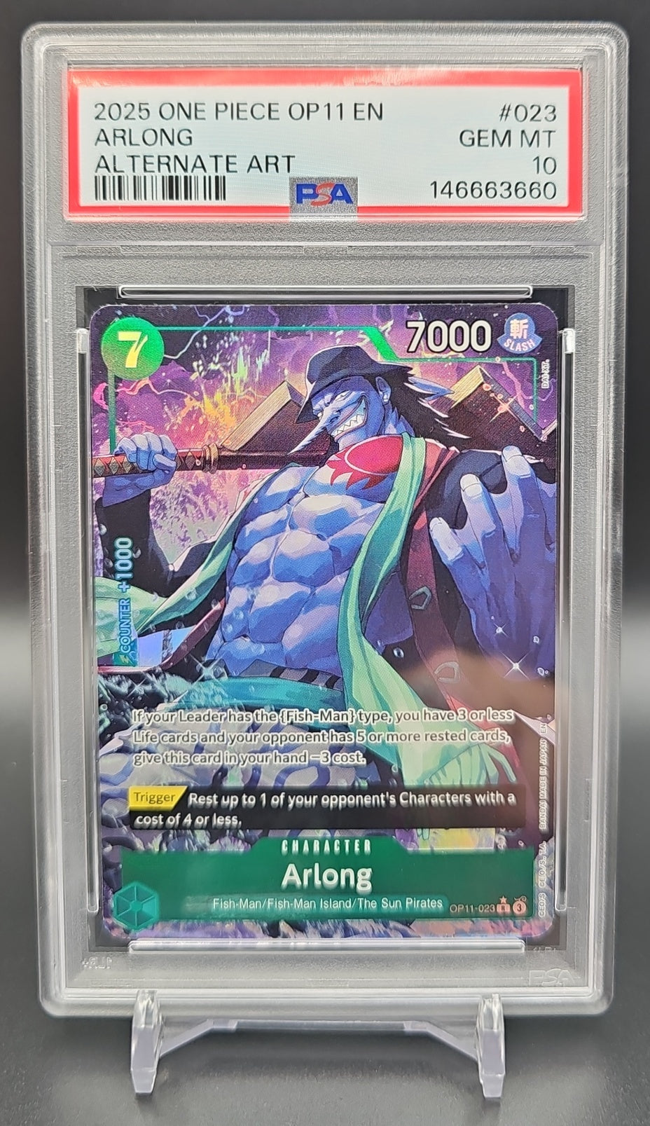 2025 One Piece A Fist of Divine Speed Arlong #OP11-023 Rare PSA 10 Alt Art PSA 10.0 image 0