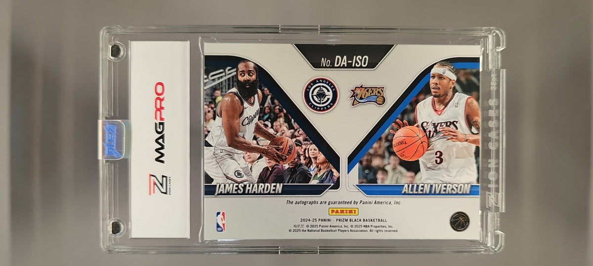 2024-25 Panini Prizm Black James Harden Allen Iverson #DA-ISO Dual Auto image 1