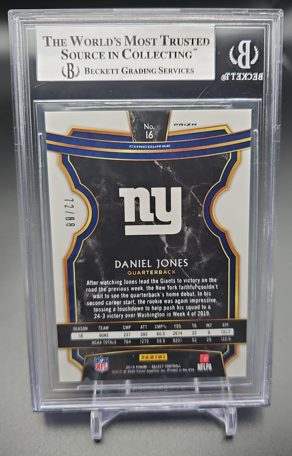 2020 Panini Select Daniel Jones #209 Dragon Scale Prizm /67 Club Giants BGS 9 BGS 9.0 image 1