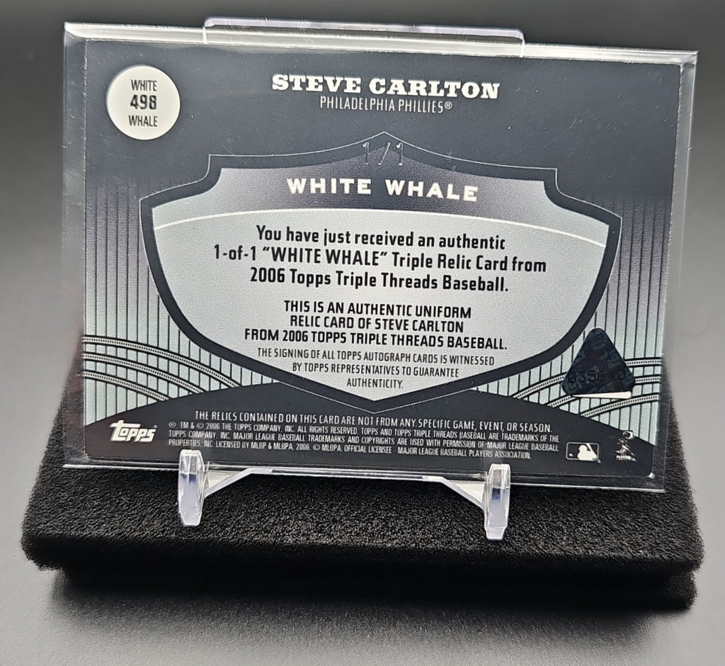 2006 Topps Triple Threads Steve Carlton #498 White Whale Relic 1/1 MEM Phillies image 1