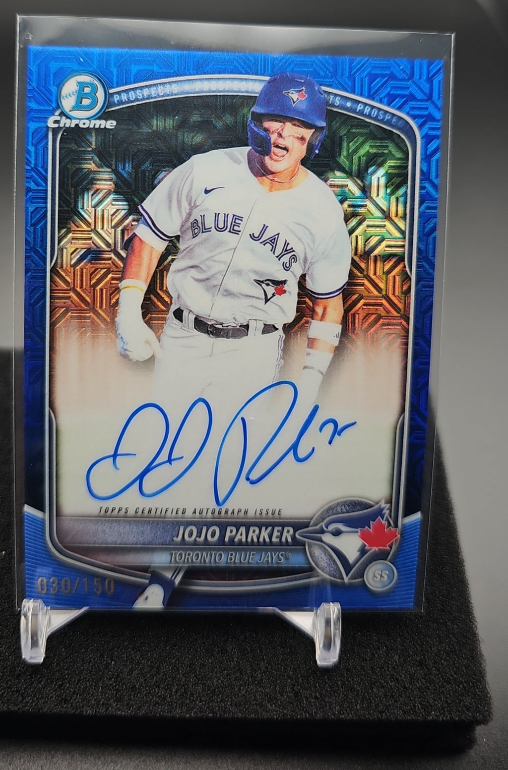 2025 Bowman Draft JoJo Parker #BMA-JP Chrome Auto Blue Mojo Refractor /150 1st Prospect image 0