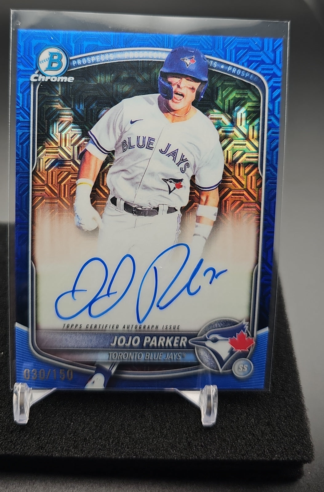 2025 Bowman Draft JoJo Parker #BMA-JP Chrome Auto Blue Mojo Refractor /150 1st Prospect image 0