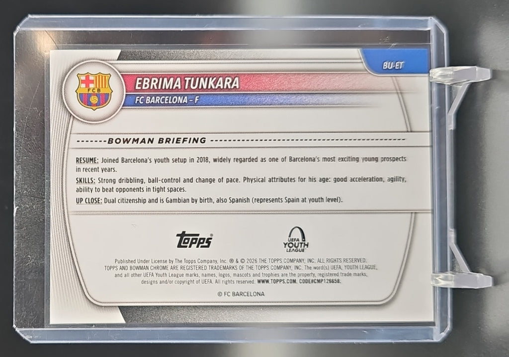 2025 Topps Chrome UEFA CC Ebrima Tunkara #BU-ET Bowman Youth League 1st Prospect image 1