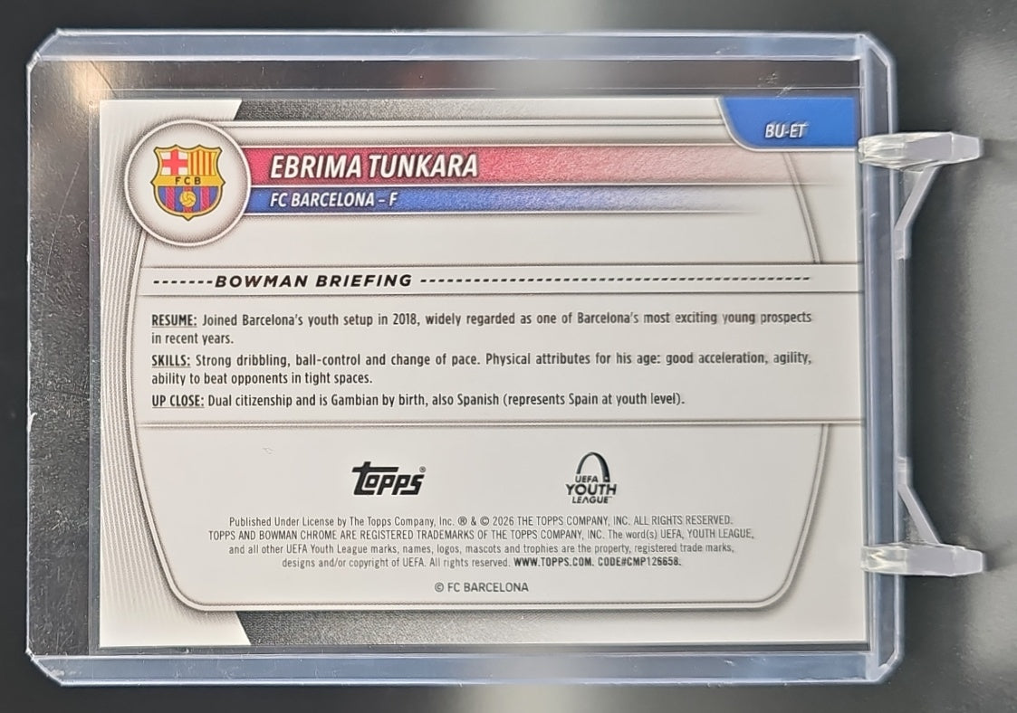2025 Topps Chrome UEFA CC Ebrima Tunkara #BU-ET Bowman Youth League 1st Prospect image 1