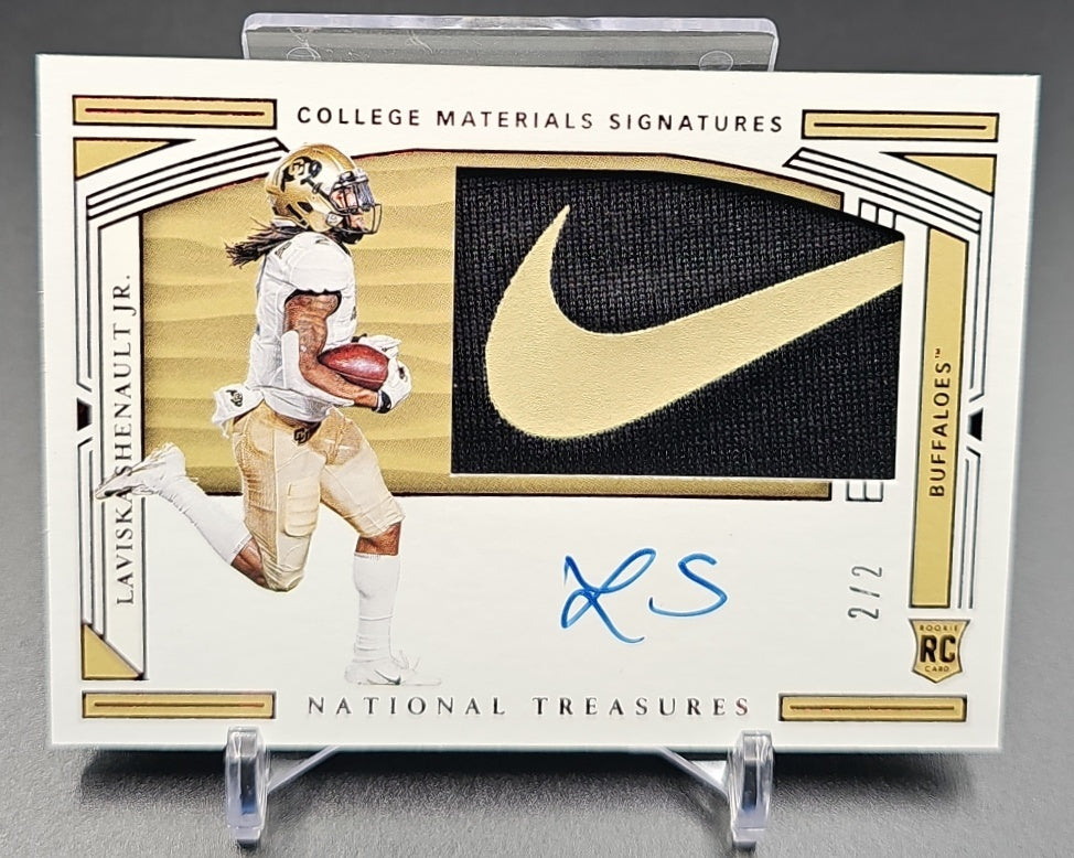 2020 Panini National Treasures Collegiate Laviska Shenault Jr. #114 College Materials Signatures Brand Logo /2 MEM Auto RC image 0